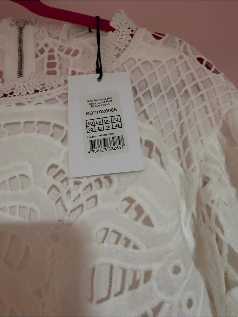 White Lace Long Sleeve Mini Dress - Elegant Women's Dress